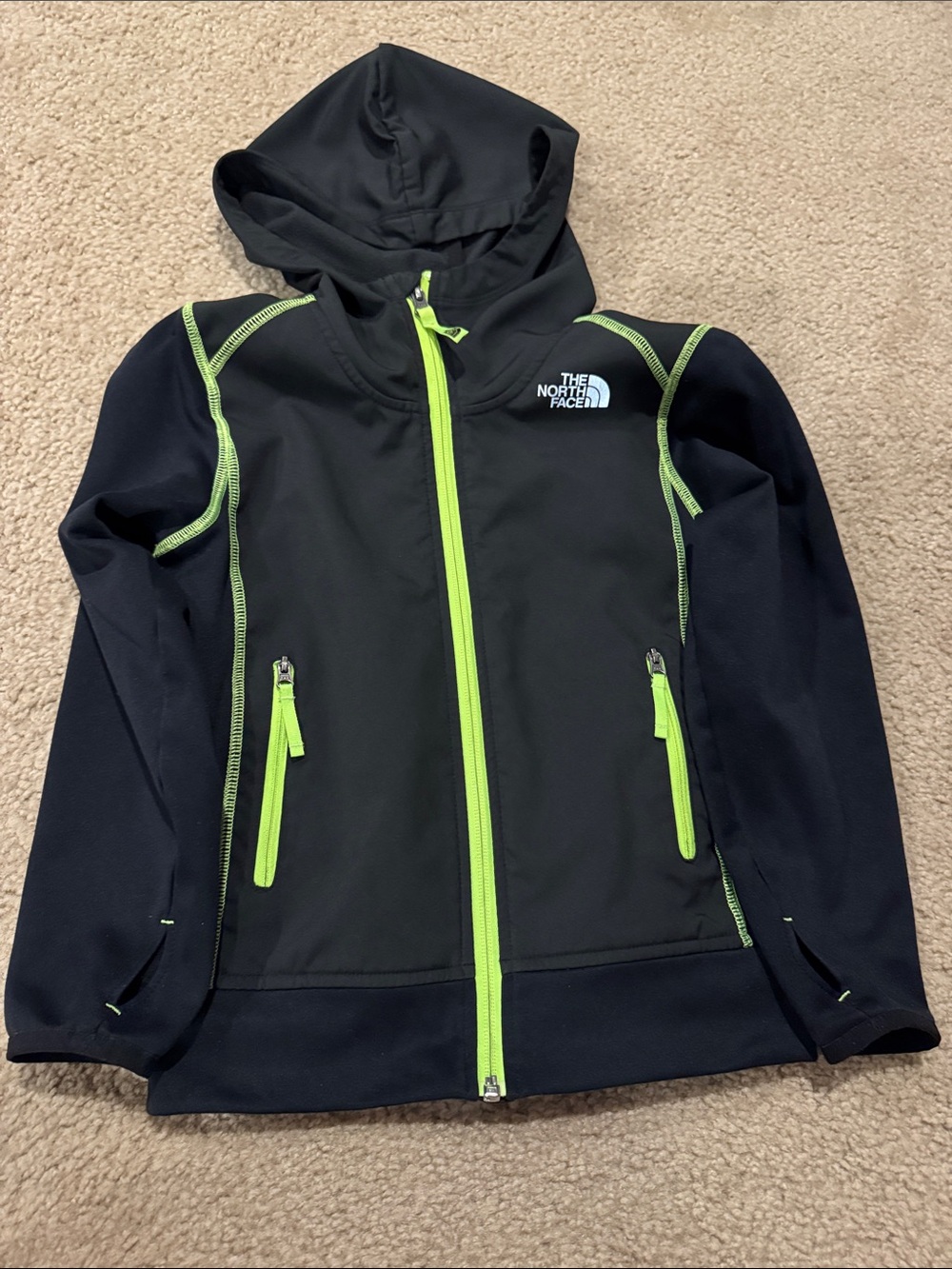 The North Face Black Jacket with Neon Green Accents